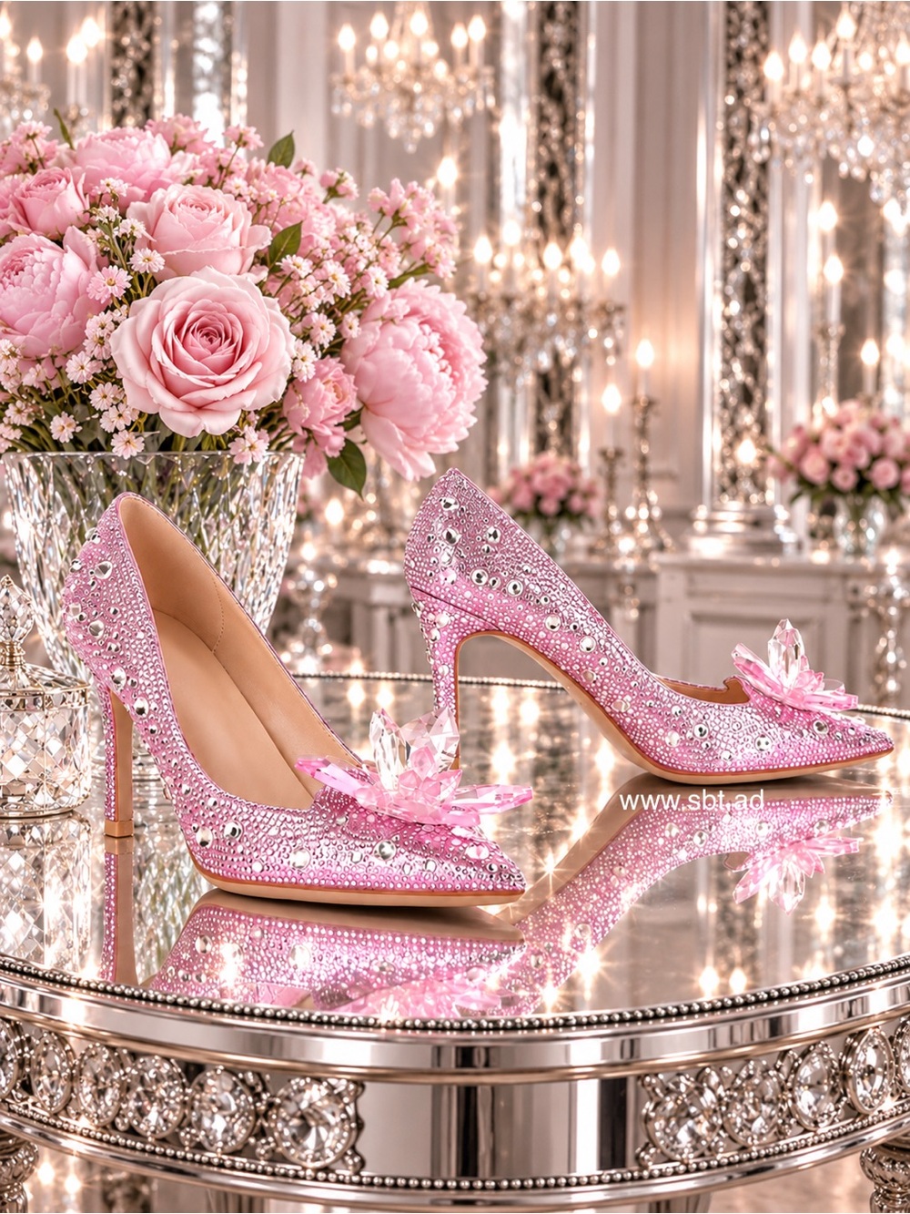 NEW Cinderella Shoes Sparkling Bling Swarovski Crystal Wedding Heels Pumps +Gift - Picture 8 of 12
